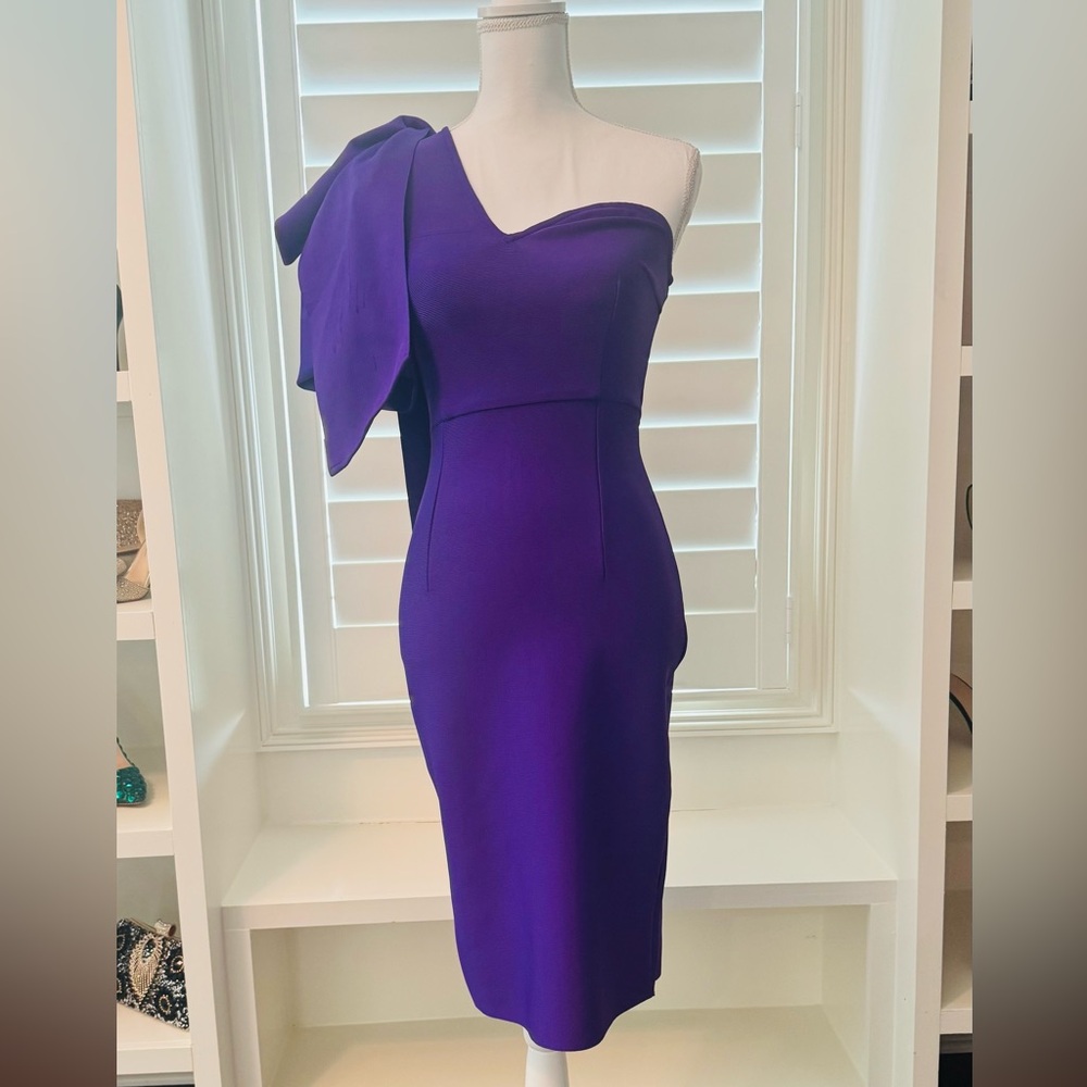 Elegant Purple One-Shoulder Cocktail Dress – Size Small